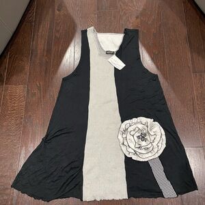 Lee Andersen Vintage Grunge Artsy Tunic Dress Flowy Flower Black NEW Medium **